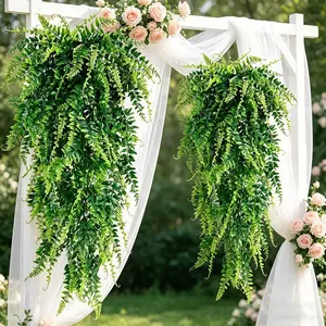 4Pcs UV Resistant Artificial Hanging Boston Fern Plants, Artificial Boston Ferns, Fake Ivy Greenery, Realistic Faux Hanging Plants, No Maintenance Indoor Outdoor Wall Room Courtyard Porch Home Garden Decor,UV resistant
