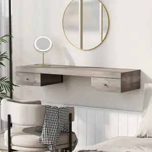 Wall-mounted Vanity Desk, Floating Vanity Shelf with Drawers, Dressing Table With Wooden Sticker,Computer Table Desk, Home Office Desk
