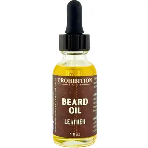 Prohibition Soap Leather Beard Oil - Softens & Conditions Hair, Long-lasting Scent, Rich in Vitamins A C & K, Non-comedogenic, 1 fl oz - Aroma