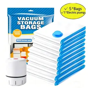 [2026 Upgraded] Vacuum Storage Bags with Electric Pump, Space Saver Vacuum Seal Bags for Clothing, Bedding, Pillows, Travel – Airtight Seal, Reusable & Durable