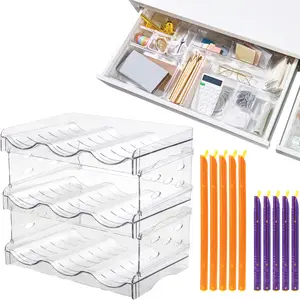 Trending Now Home Organization Bundle - 16-Piece Drawer Organizer Set, Stackable Bottle Organizer & Reusable Bag Sealer Storage Kit