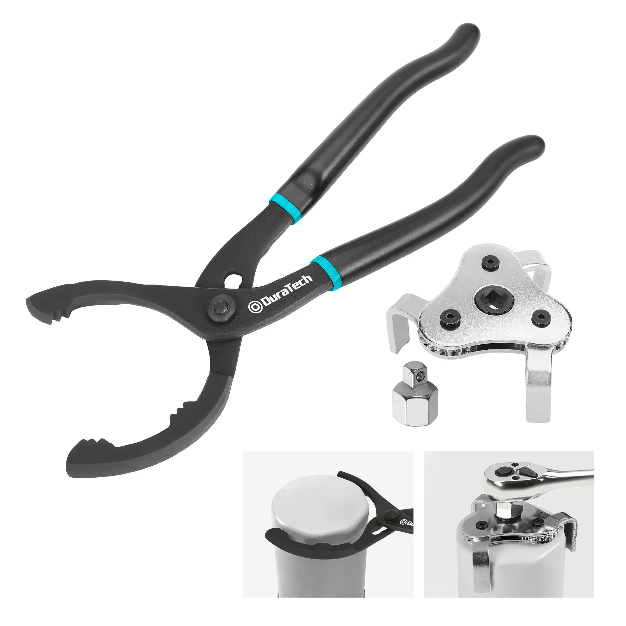 #fathersdaygift DURATECH 2-Count 12 Inch Oil Filter Pliers & 3 Jaw Adjustable Oil Filter Removal Wrench, for Cars, Motorcycles and Trucks