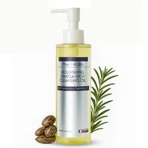 Pharmlitalia Cleansing Oil For Face, Makeup Remover Oil for Dry Skin, Double Cleanser for Sensitive Skin, Cold Pressed Omega Rich Facial Cleanser for Impurities with Castor and Chia Seed