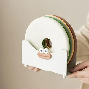 Set Includes V-Shaped Stand & Six Insulated Silicone Mats, Round Thick Heat-Resistant Non-Slip Pads, Nordic Home Kitchen Table Mat