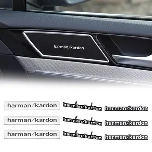 4Pcs 3D Metal Harman/Kardon Logo Car Hi-Fi Audio Interior Sticker Speaker Emblem Badge Decorate Decals Car Styling Accessories