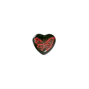 Red Butterfly Heart Button