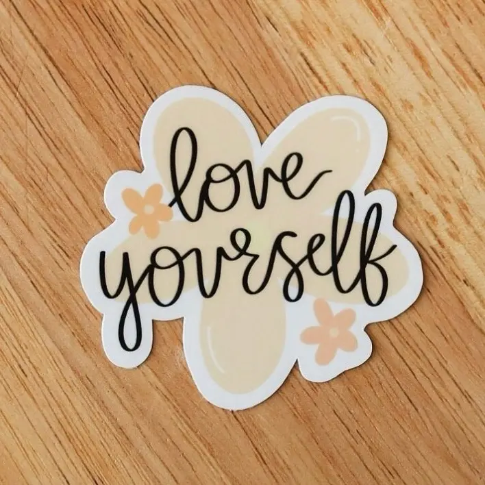 Love Yourself Yellow and Orange Flower Sticker