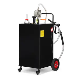 【GARVEE】35 Gallon Fuel Caddy with Manual Transfer Pump, Durable 4-Wheel Mobile Fuel Storage for Gasoline & Diesel, Ideal for Cars, Trucks, Boats, Lawn Mowers, Black