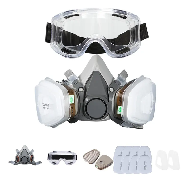 Reusable half face gas mask Respirator Mask with safety goggles, filter for painting, welding, polishing, woodworking, and other job protection