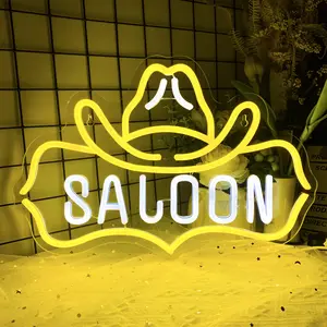 Saloon Neon Sign for the Wall, Retro Vintage Neon Signs for Man Cave, Cowboy LED Neon Lights Gift and Decor for Bar, Restaurant, Man Cave and Home Under