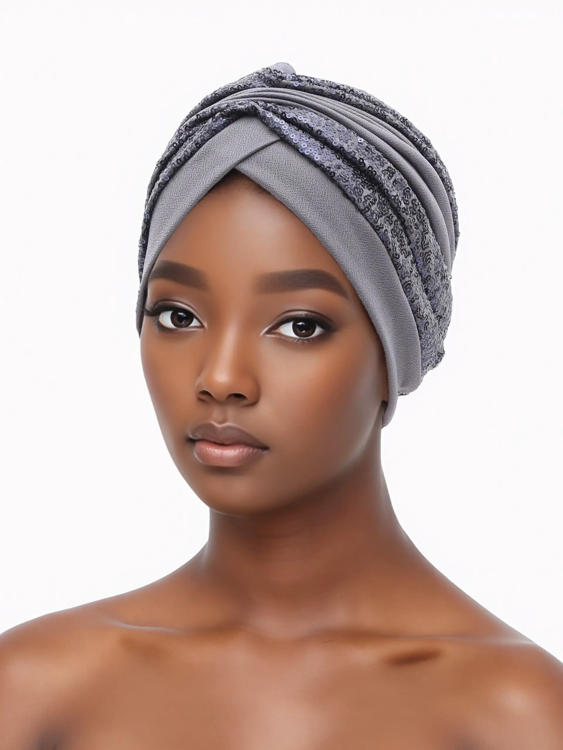 1pc Sequin Decor Headscarf Hat, Fashion Headscarf, Fashion Hair Scarves, Tignon Scarf, Elegant Turban Hijab, Turban Hijab, Multi-Color Options, Comfortable Wrap Hairstyle, Suitable for Daily Commute, Party Style, Unique Personal Hair Accessory