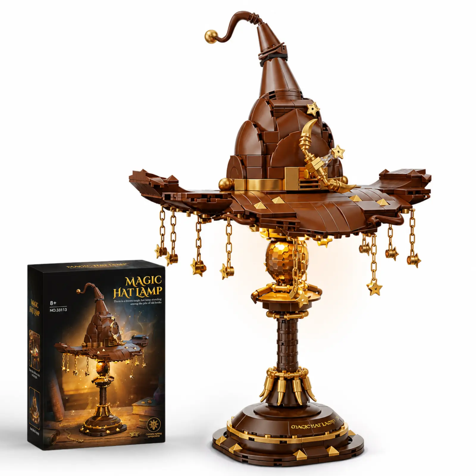 Magic Hat Building Set Inspired by Harry Potter, Light-Up Wizard Hat Block Set, Birthday Gifts for Girls,Boys,Fans