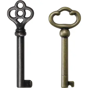 Hollow Barrel Skeleton Keys, Antique Brass Antique Keys for Vintage Furniture and Locks - KY-2AB & KY-3AB