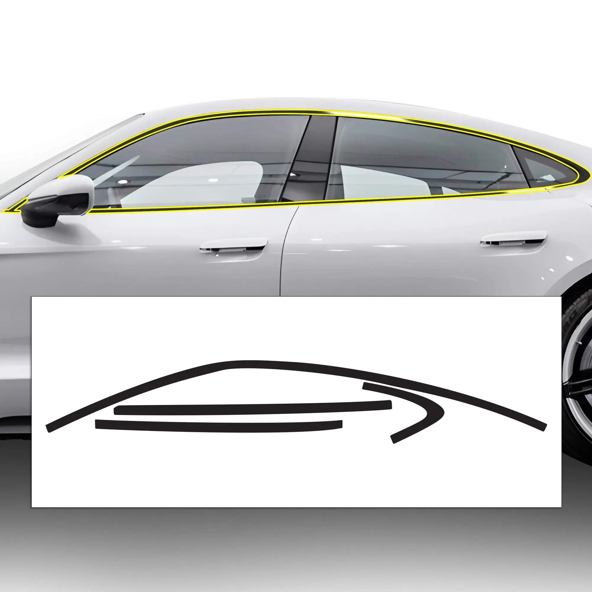 Porsche Taycan 2020-2026 Blackout Chrome Delete Kit - Precut Gloss Black Vinyl Overlays