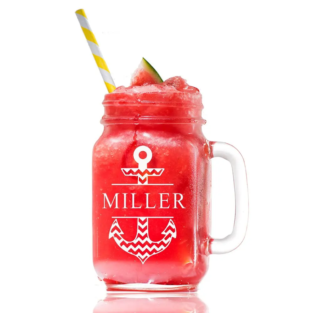 Personalized Mason Jar Glass, Nautical Mason Glass, Split Monogram Mason glass, Personalized Mason Jar Christmas Gift, Engraved Mason Glass