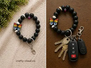 Butterfly Beaded Wristlet Keychain