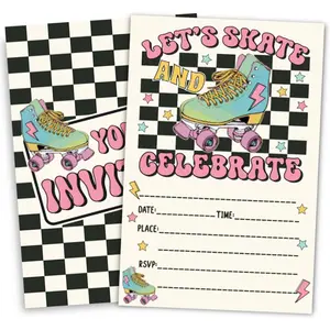 Roller Skate Birthday Party Invitations Skating Party Invitation Cards for Boys Girls 30 Cards & 30 Envelopes