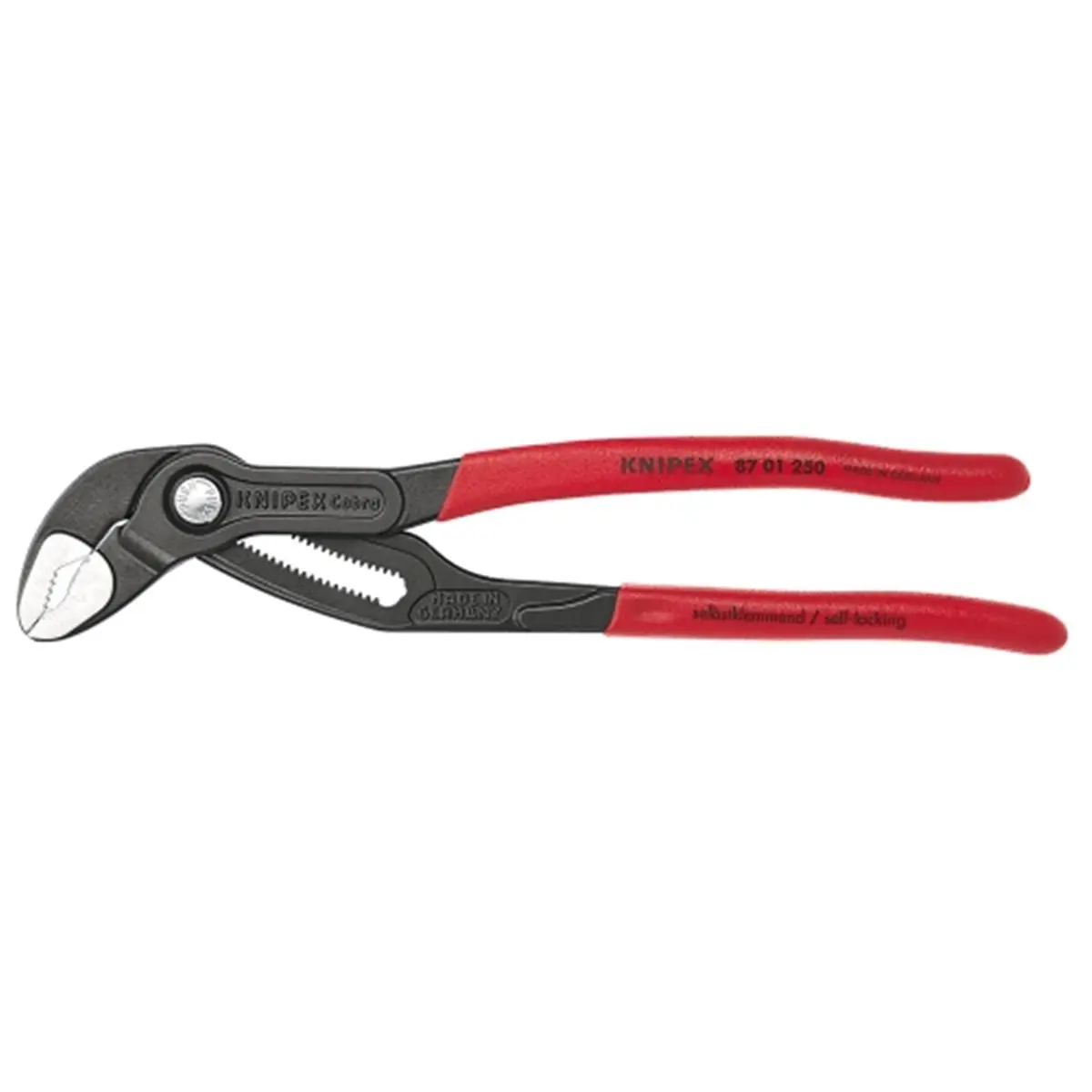 Knipex Cobra 10-in Heavy-Duty Water Pump Pliers - Forged Chrome Vanadium Steel Adjustable Pipe Wrench with Self-Locking Grip, No Unintentional Shifting, Comfortable Handle Width for Fishing Outdoor Use