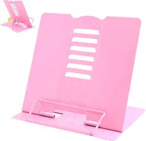 Metal Book Stand For Reading Adjustable Cookbook Documents Holder Pink