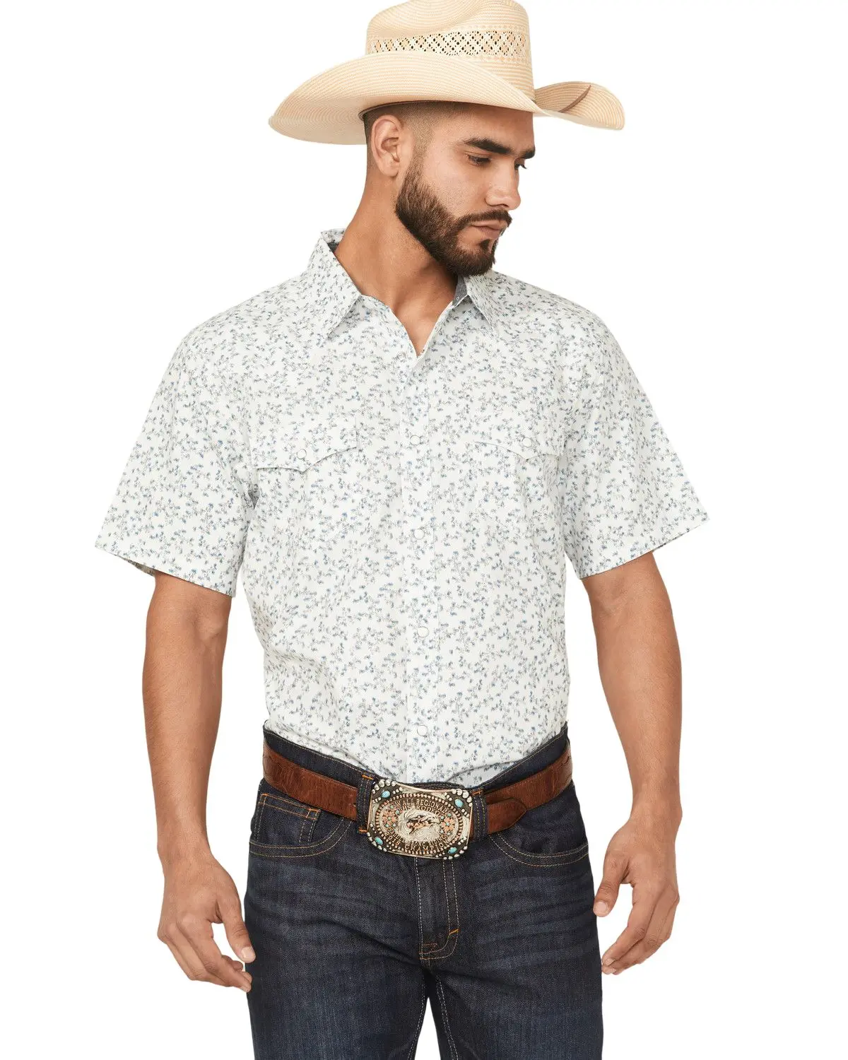 Cody James Men's Rodeo Drive Floral Print Short Sleeve Snap Western Shirt Big - Cjsu25w1-Wht-B