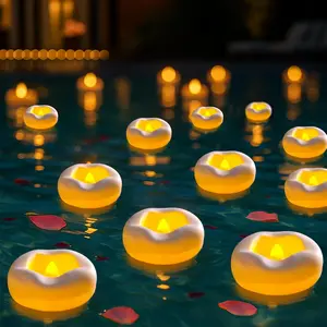 12 Pack 2.3” Flameless LED Floating Candles, Water-Activated Battery Operated Floating Candle with180+ Hours Runtime for Cylindrical Vase, Pool, Fountain - Ideal for Wedding, Party Decoration