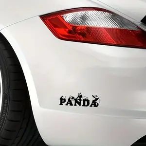 1PC  Trendy Cute Panda-Letter Logo Sticker - For suitcases, personalized items, desktop ornaments, Automobile Decals. "PANDA" + panda integration design shows cool vibe. Add eye-catching cute details. A great choice for cute animal trendy decor!