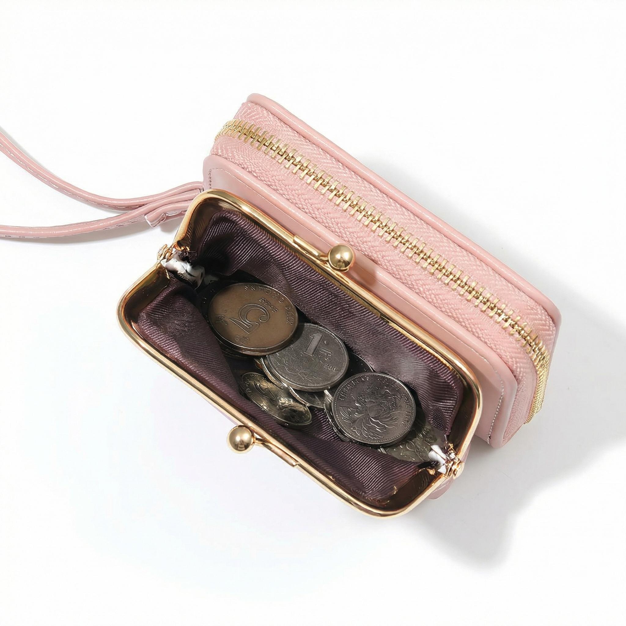 Cute Bow Mini Wallet with Zipper, Card Slots & Coin Pocket, Wrist Strap, Compact & Travel Friendly for Everyday Carry, Bags, Travel, Errands, Dates