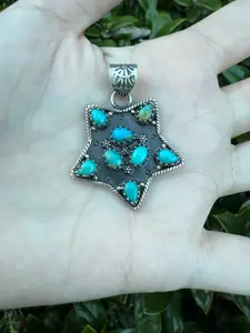 Kingman Turquoise Cluster Star Sterling Silver Pendant