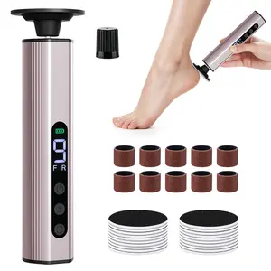 2-in-1 Rechargeable Electric Foot File Callus Remover, 9 Adjustable Speeds Forward & Reverse Rotation, Aluminum Alloy Grip 1800mAh Battery Pedicure Tool for Dead Skin Cracked Heels & Nail Polishing