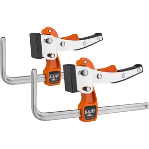 6-5/8" Ratcheting Table Clamps, Quick Release Track  Clamps, Guide Rail Clamp for MFT Table and Guide Rail System, 2-7/8" Throat Depth, 400lbs Load Limit, 2 Pack