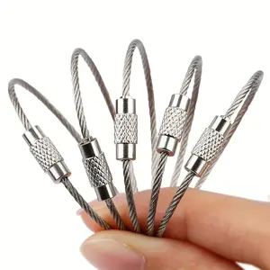 5 Piece Stainless Steel Keychain Rings, Durable Metal Key Chain Strap, Outdoor Camping Large Key Ring Holder, Multi-Function Key Accessories, Keychain Lanyard, Heavy Duty Keychain, Multi Purpose Keychain