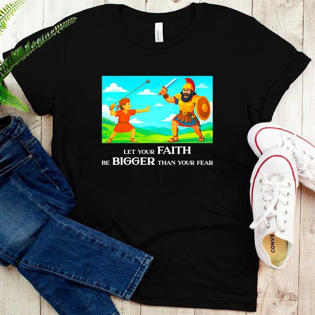 David and Goliath Christian Inspirational Men, Women,Youth T-Shirt_1