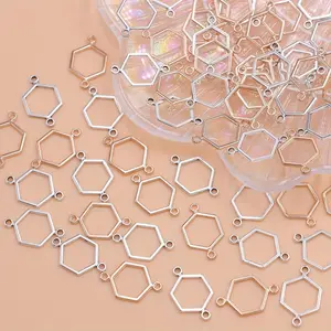 Zinc Alloy 30pcs Hexagon Charms - Honeycomb Connector Pendants for DIY Jewelry Making - with Bracelets, Earrings & Accessories