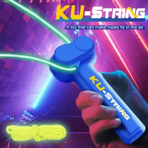 Interactive cat toy, luminous rope launcher, swings randomly, a toy that can make the rope fly in the air, stimulates cats' curious nature, comes with two replaceable ropes, teasing rope, a fun toy for cats to entertain themselves, stress-relief toy.