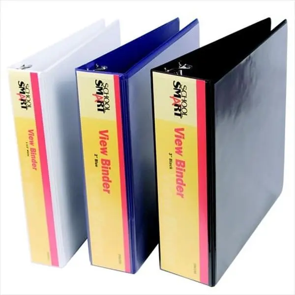 School Smart 086396 Vinyl General Purpose Round Ring Binder - 2 in Blue Ring Binders, 47-52% Recycled Content, Ink Transfer-Resistant, Concealed Rivets, Non-Glare Overlay, Side Pockets, View Binder