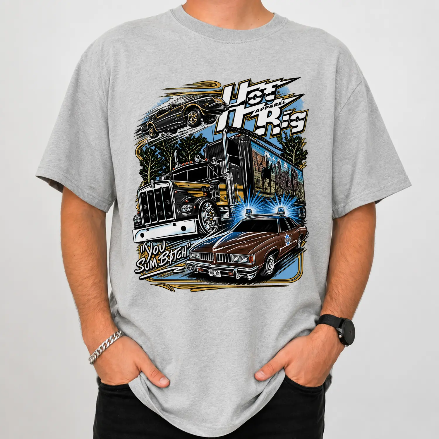 Smokey and the Bandit Hot Apparel Rig T-Shirt, Vintage Classic Car And Truck Movie Hoodie, Two-Sided Unisex Sweatshirt, Smokey And The Bandit Fans Tee