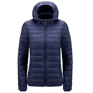 Womens Winter Parka Ultralight Padded Puffer Jacket For Women Coat With Hood Outdoor Warm Lightweight Fabric Hoodie Nylon Comfortable Womenswear Breathable Fitted Fit Polyester Varsity Navy Style Casual Long Sleeve Longsleeves Lady clothes