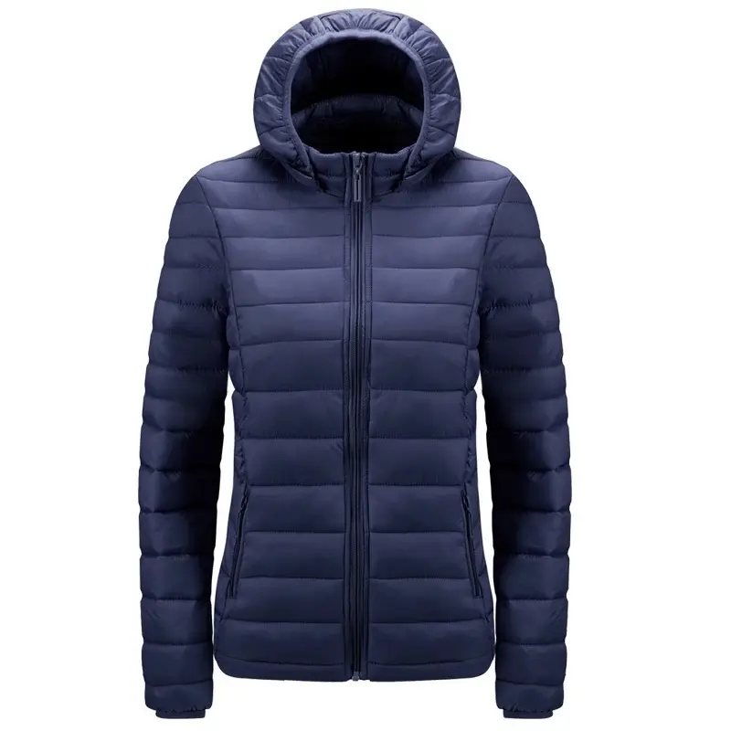 Womens Winter Parka Ultralight Padded Puffer Jacket For Women Coat With Hood Outdoor Warm Lightweight Fabric Hoodie Nylon Comfortable Womenswear Breathable Fitted Fit Polyester Varsity Navy Style Casual Long Sleeve Longsleeves Lady clothes