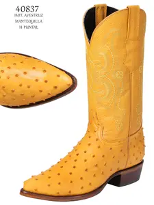 El Señor de los Cielos Men’s Western Boot - Ostrich Print Leather - Butter 40837