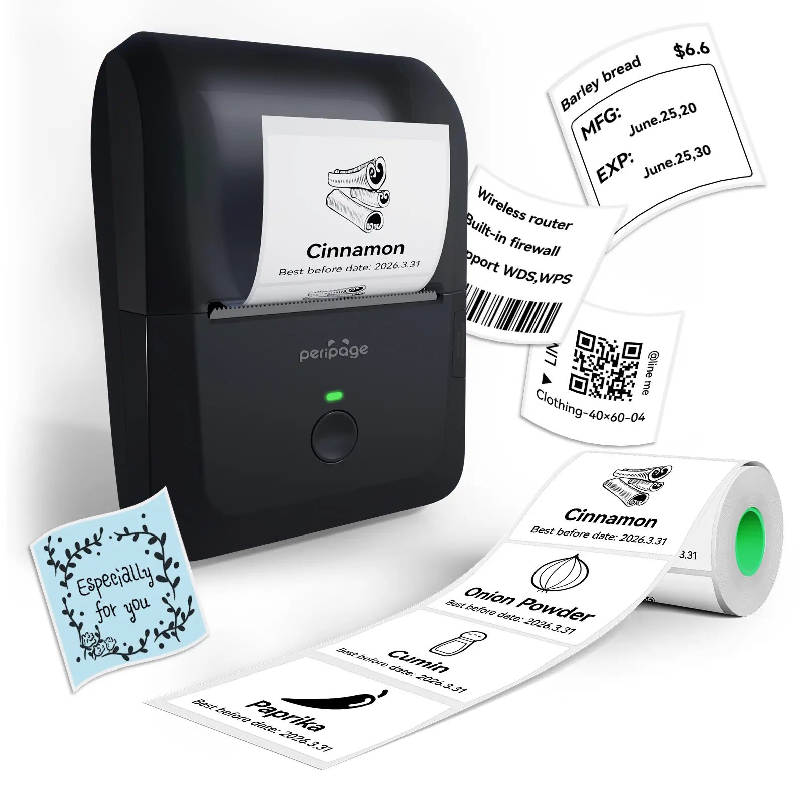 Peripage PB20 Portable Thermal Label Maker - Inkless Sticker Printer, Portable Handheld Printer for Small Business, Thermal Labels Printing, Father's Day Gift
