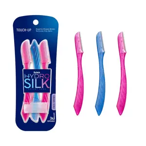 Silk Touch-Up Dermaplaning Tool with Precision Cover – 3ct | Face Razors for Women, Eyebrow & Peach Fuzz Remover, Dermaplaning Razor Makeup Cosmetic