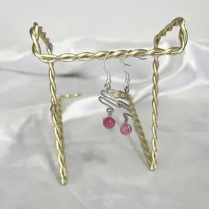 Pink Wire-Wrapped Dangle Earrings