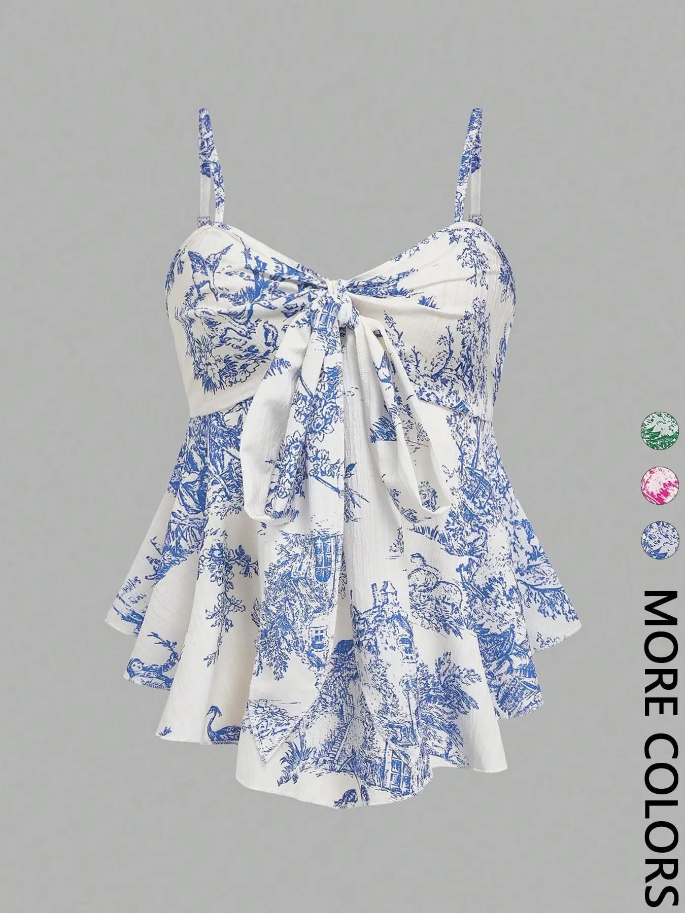 Women's Elegant Chic Casual Print Fitted Adjustable Spaghetti Strap Camisole Tank Top Tops for Vacation, Commute and Daily Wear, Elegance