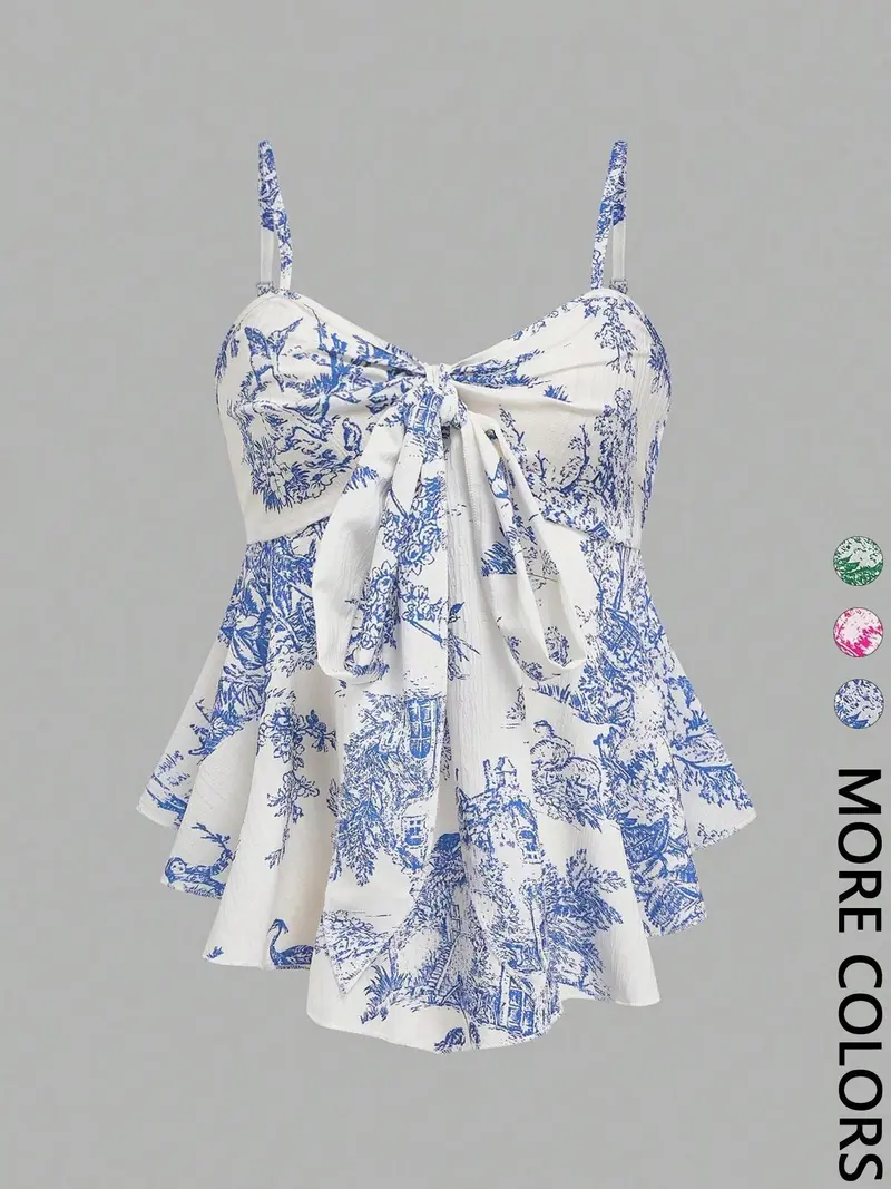 1 Pc Women's Floral Embroidered Ruffled-Hem Fitted Sleeveless