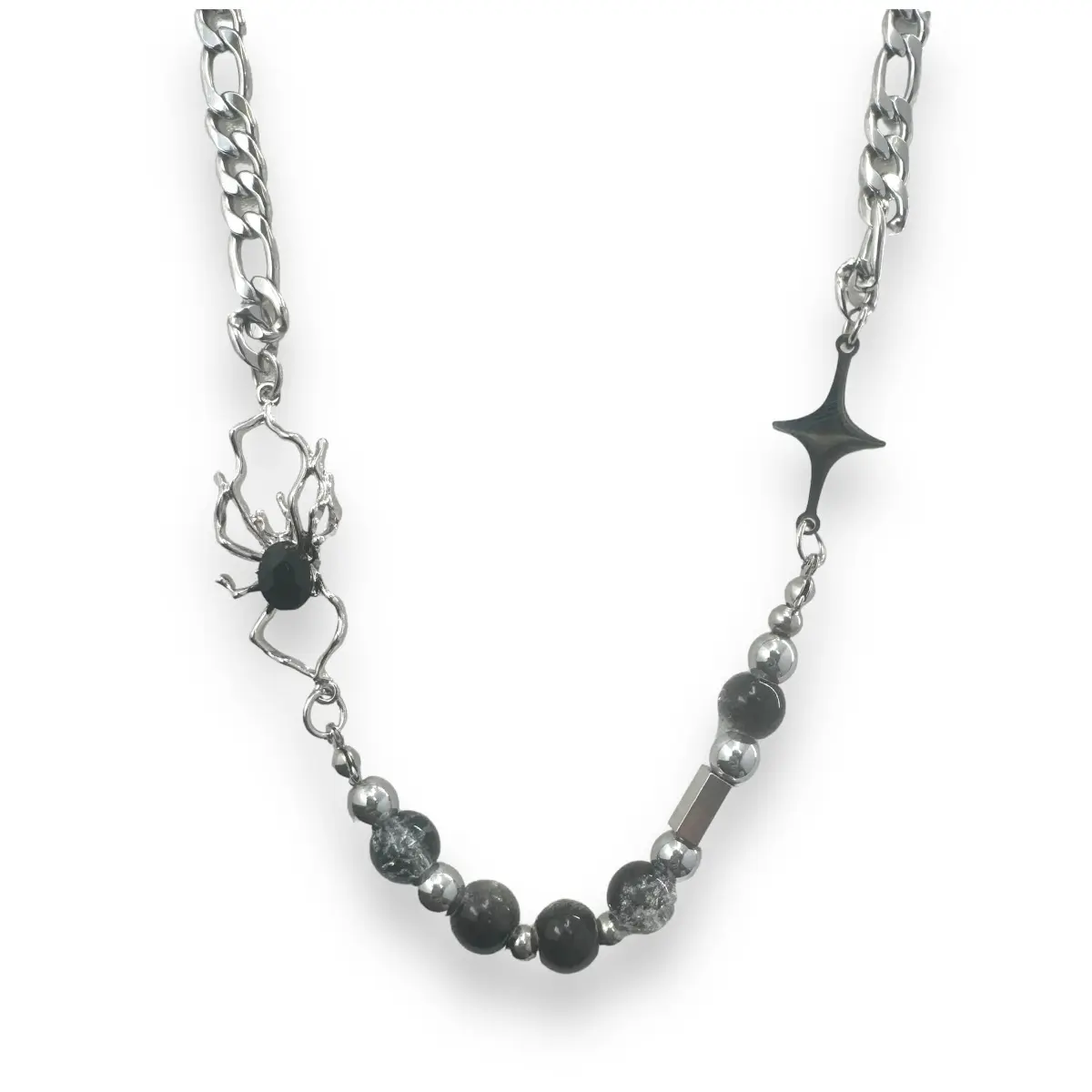 Spider Beads Necklace for Men Women Streetwear Punk Hip Hop Unisex Style