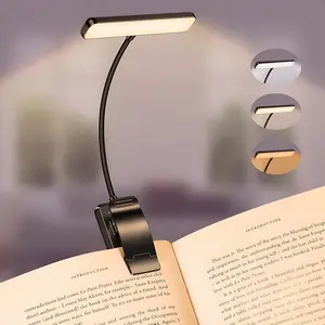 24 LED Clip-On Reading Light – USB Rechargeable Book Light with 3 Color Modes, Stepless Brightness Control & Memory Function. Lightweight Eye Protection Reading Lamp for Bedtime Reading, Students, Kids, Adults & Travel