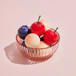 TM-Mini Fruit Lip Balm - Small Size Lip Balm for All-Day Use Skincare Apple Berry Cherry Flower Hydrating Moisture Lightweight