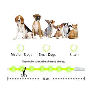 Lumico Glow-in-the-dark Collar for Dogs & Cats - Adjustable Size Fits Medium Small Dogs & Kitten - 45cm Length