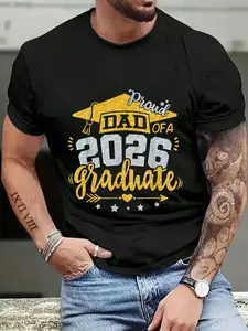 100% Cotton Proud Dad Of A 2026 Graduate Grad Senior Graduation Father T-Shirt