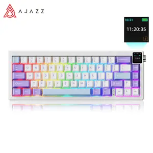 AJAZZ AK650 creamy budget keyboard Mechanical Keyboard Wireless Gaming Keyboard BT/2.4/wired, Volume Knob, TFT Color Display, Dream Weaving Switch/Flying Fish Switch, Full Key Hot Swap